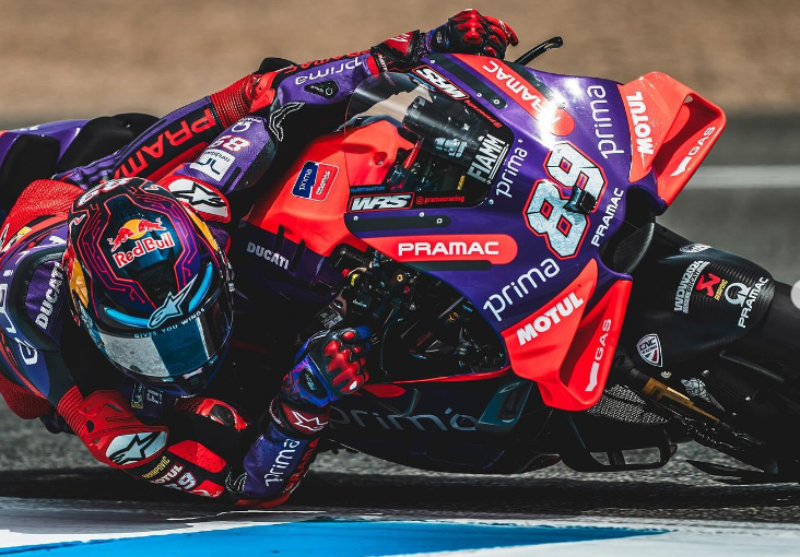 Jorge Martin in azione durante le prove di Jerez de la Frontera 2024