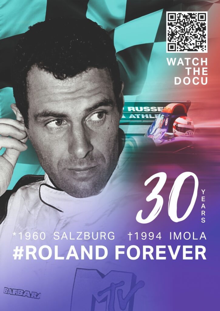 La locandina del documentario su Roland Ratzenberger di Peter Levay