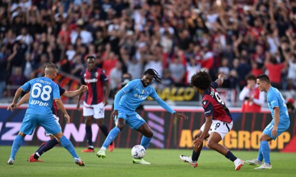 Un’immagine di Bologna-Napoli dell’andata