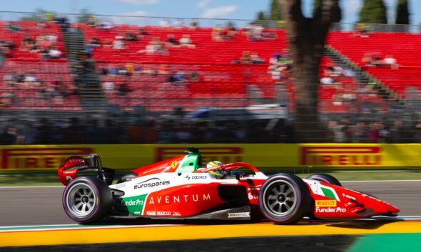 Bearman in azione a Imola durante il GP del Made in Italy e dell'Emilia Romagna