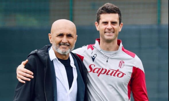 Luciano Spalletti con Thiago Motta a Casteldebole