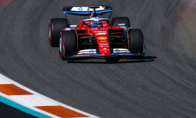 Charles Leclerc in azione durante le qualifiche del GP di Miami 2024