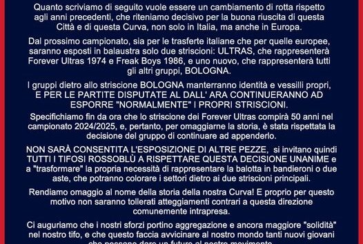 Testo Curva Andrea Costa