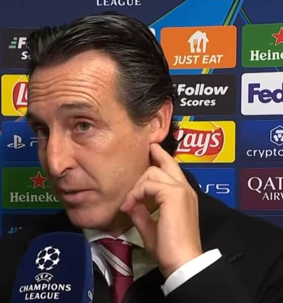 Unai Emery, tecnico dell’Aston Villa, post match Champions League