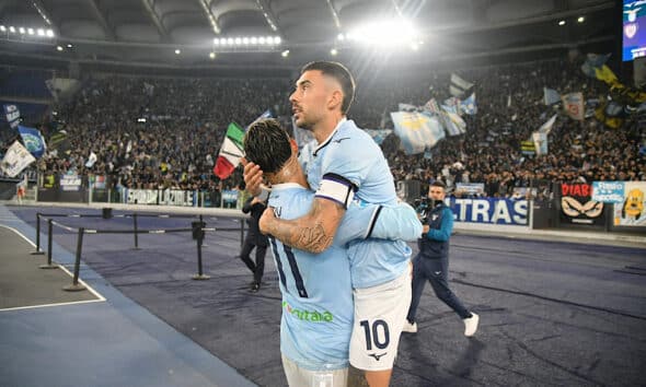 Taty Catellanos e Mattia Zaccagni con la maglia della Lazio