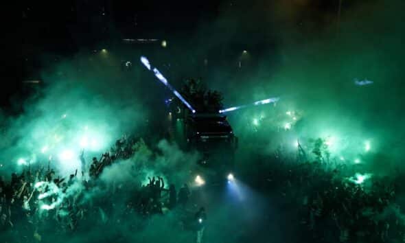 I festeggiamenti dello Sporting Lisbona dopo l'ultimo campionato vinto