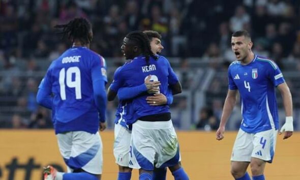 L'esultanza degli azzurri in Germania-Italia di Nations League