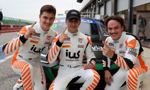 Mazzola, Rauer e Cazzaniga dopo la pole (© ACI Sport)