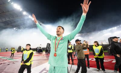 Federico Ravaglia festeggia dopo la vittoria della Coppa Italia (@Damiano Fiorentini)