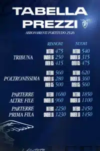 Prezzi parterre campagna abbonamenti fortitudo
