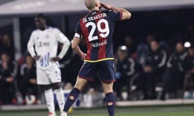 Lorenzo De Silvestri: l'esultanza dedicata alla moglie incinta (© Bologna FC 1909)