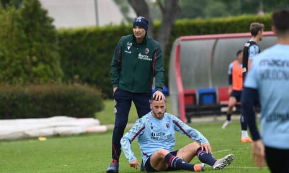Sinisa Mihajlovic e Marko Arnautovic in allenamento (© Bologna FC 1909)