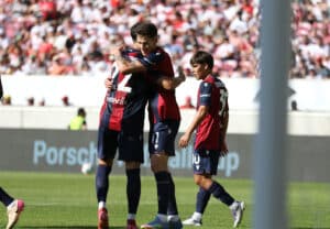 Martin Vitik esulta per il gol, match winner di Stoccarda Bologna