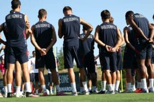 I giocatori del Bologna a rapporto da Vincenzo Italiano a Casteldebole