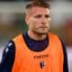 Ciro Immobile nel riscaldamento del match con la Roma crediti Bologna Fc 1909