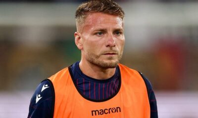 Ciro Immobile nel riscaldamento del match con la Roma crediti Bologna Fc 1909