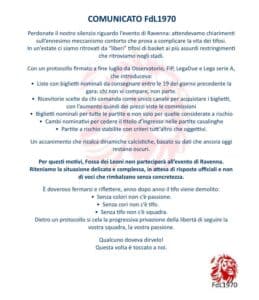 Comunicato Fossa dei Leoni