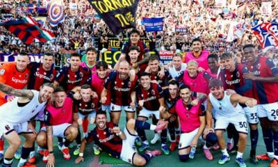 Il Bologna festeggia la vittoria contro il Genoa crediti Bologna Fc 1909
