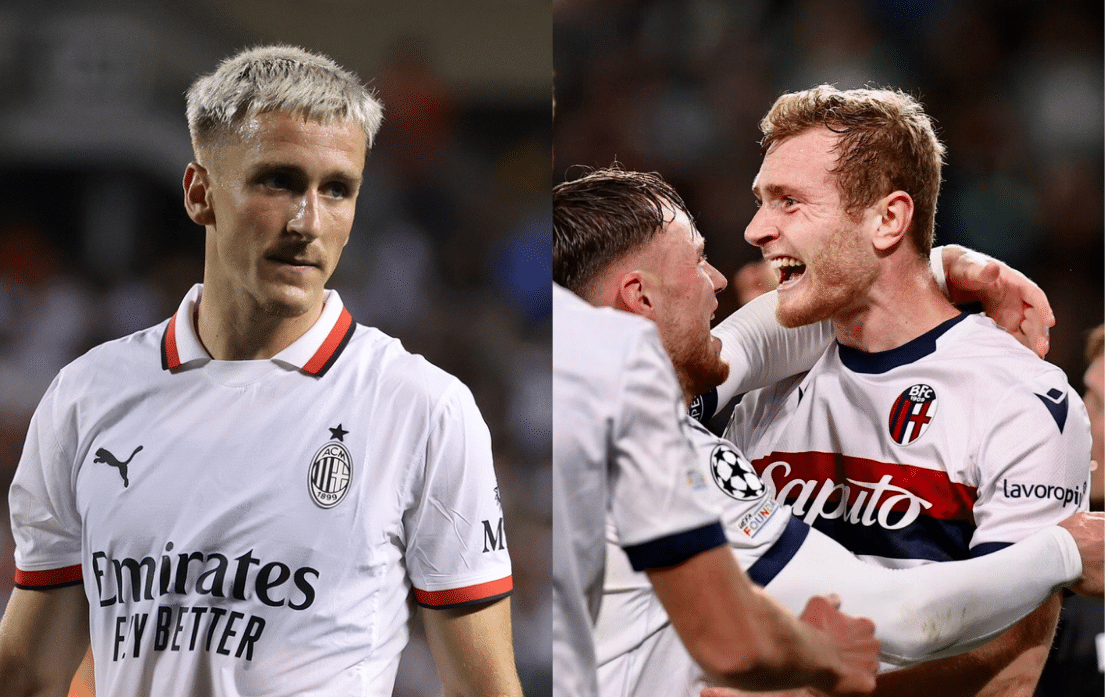 Pobega e Saelemaekers (© AC Milan e Bologna FC)