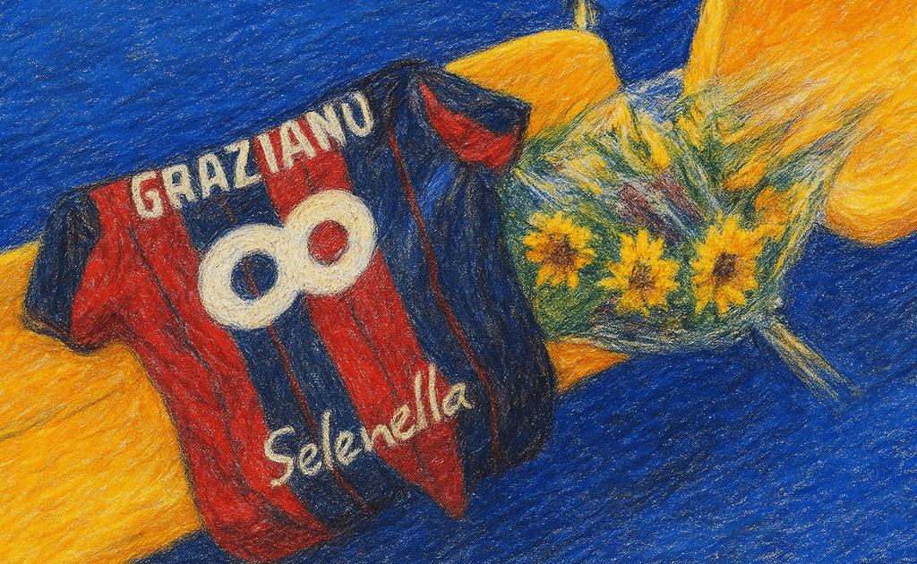 L'omaggio della società rossoblù a Graziano Fiorita prima di Lecce-Bologna (© 1000 Cuori Rossoblù)