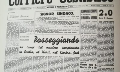 Virtus Pallacanestro Dodicesima puntata. La Virtus fu costretta ad abbandonare la Santa Lucia nel 1944. Ecco Il primo numero del Corriere Cestistico è il numero unico dell'anno 1, uscito l'8 dicembre 1945 con il vano appello al Sindaco per la riassegnazione alla Virtus della gloriosa palestra