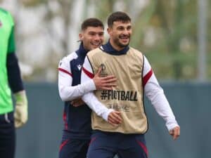 Orsolini e Cambiaghi in allenamento prima di Fiorentina-Bologna (© Bologna FC 1909)