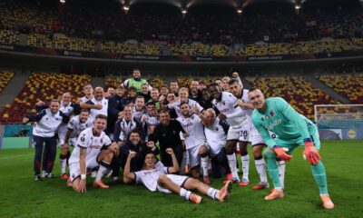 L'esultanza del Bologna dopo la vittoria in Europa League con la FCSB (© Bologna FC 1909)