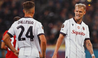 Dallinga e Odgaard contro l’FCSB (© Bologna FC 1909)