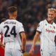 Dallinga e Odgaard contro l’FCSB (© Bologna FC 1909)