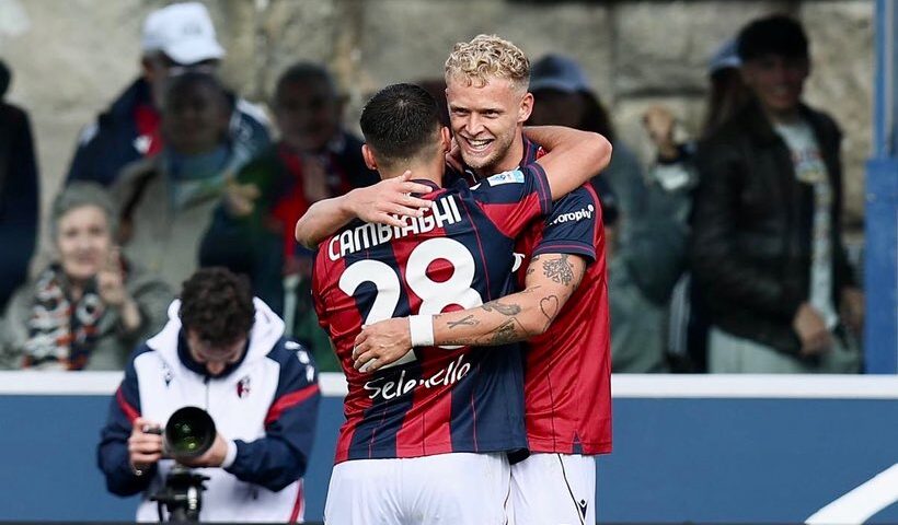 Nicolò Cambiaghi e Jens Odgaard (© Bologna FC 1909)