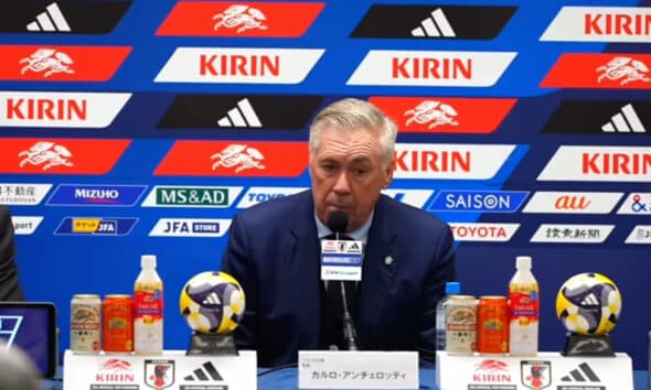 Carlo Ancelotti, CT del Brasile, in conferenza dopo il ko col Giappone