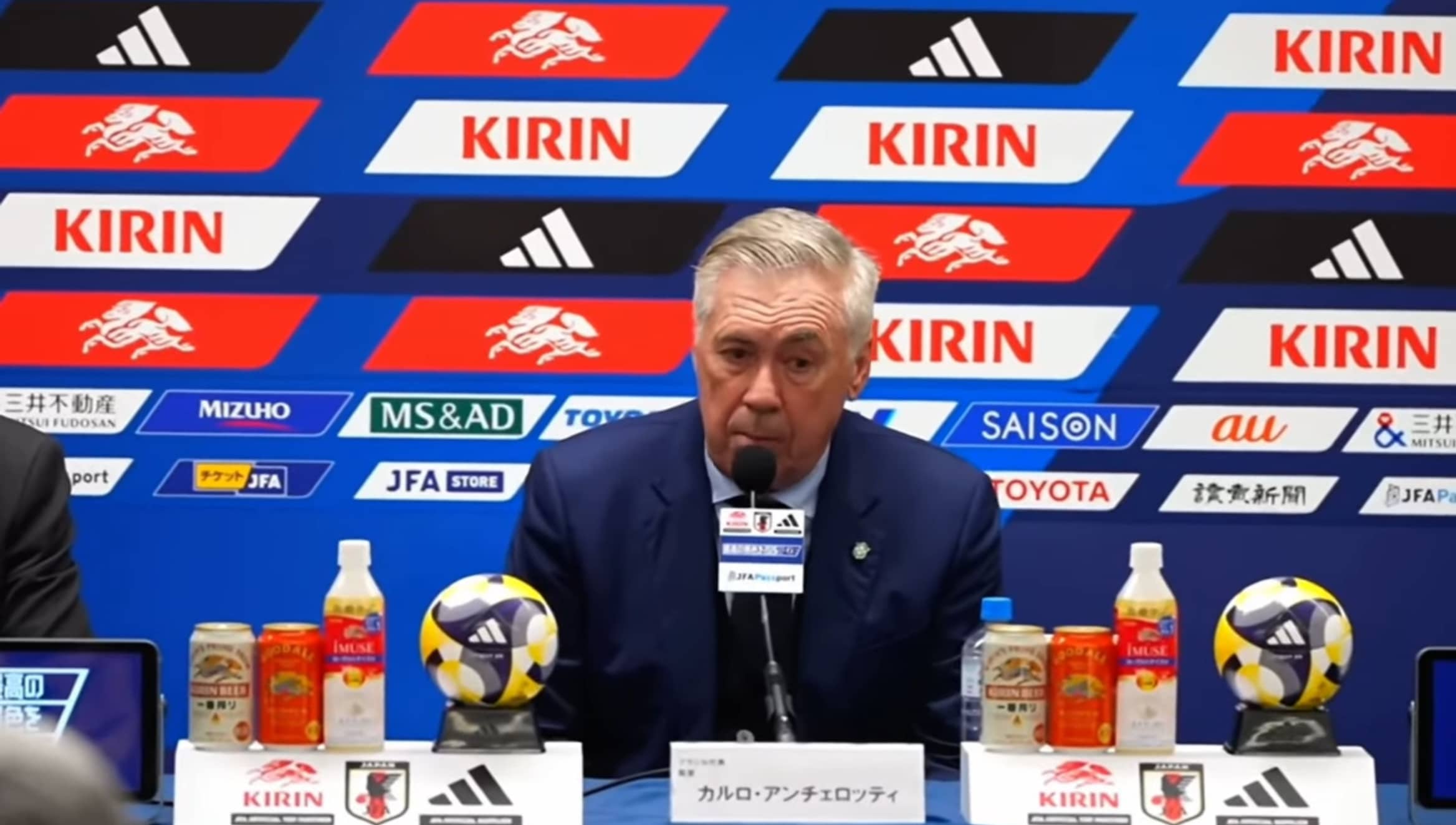 Carlo Ancelotti, CT del Brasile, in conferenza dopo il ko col Giappone