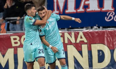 Orsolini al suo primo gol in Europa League (@Damiano Fiorentini)