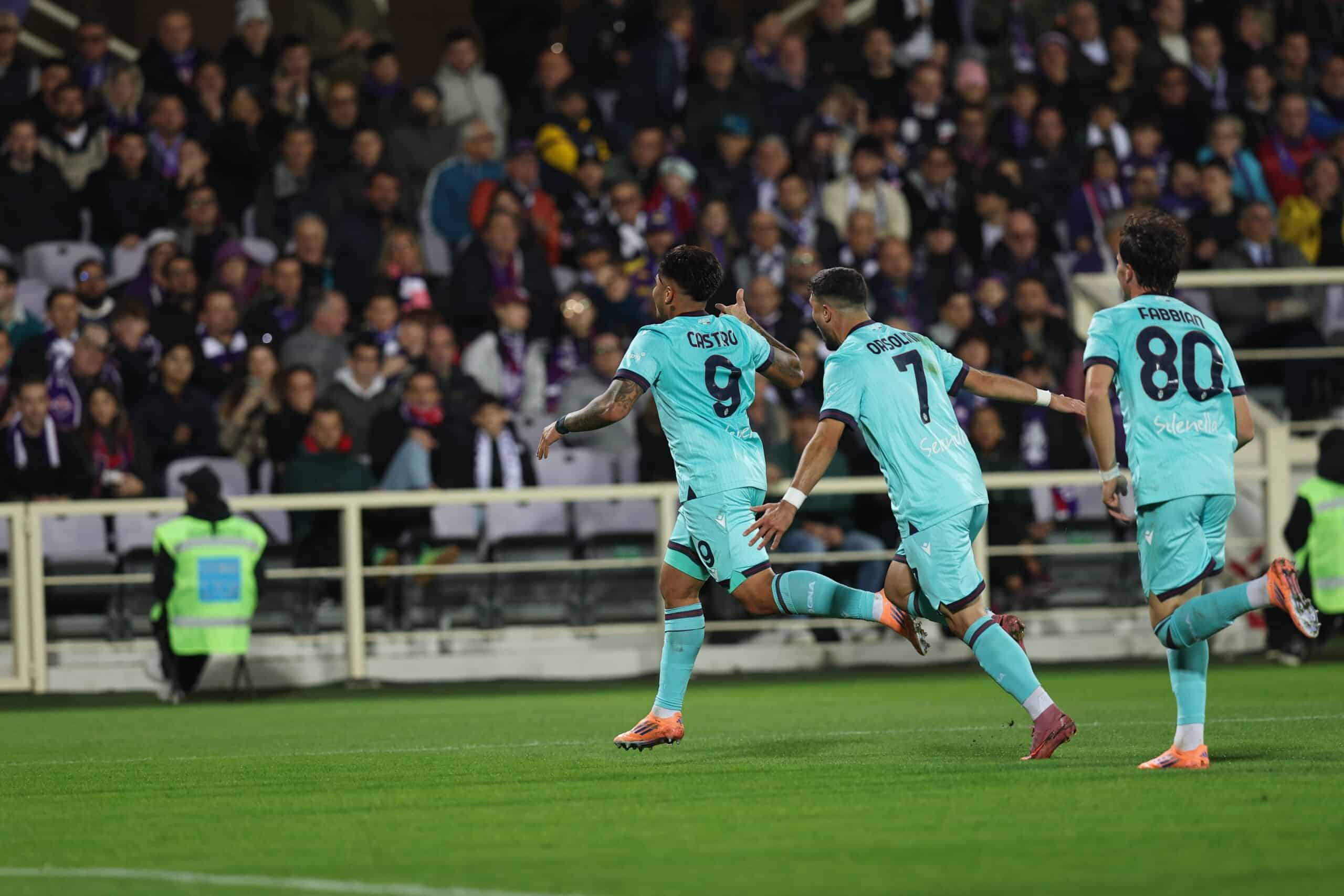 Castro esulta dopo il gol contro la Fiorentina