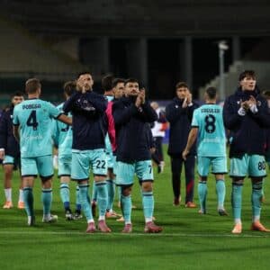 Orsolini e compagni al termine di Fiorentina-Bologna (© Bologna FC 1909)