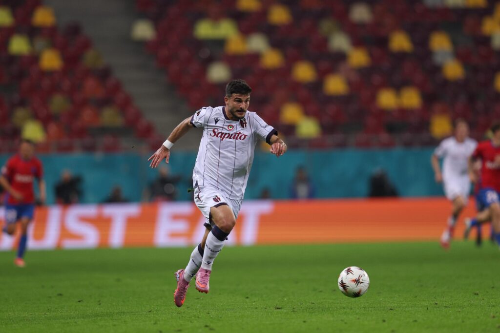 Riccardo Orsolini in Steaua Bucarest-Bologna (© Bologna FC 1909)