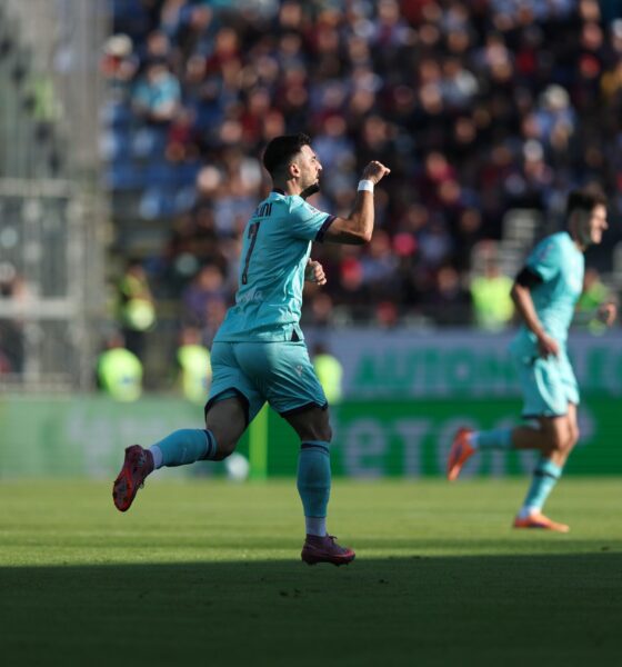 Riccardo Orsolini dopo il gol del 2-0 in Cagliari-Bologna (© Bologna FC 1909)