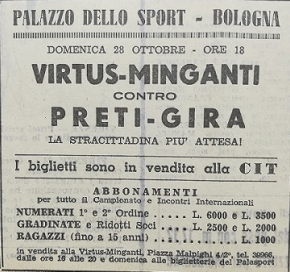 Virtus Pallacanestro Ventiduesima puntata. Subito derby al Palasport.