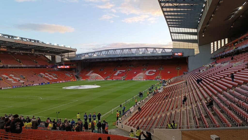 Lo stadio di Anfield prima di Liverpool-Bologna, gara di Champions League del 2024