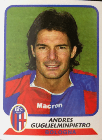 Figurina Panini di Andres Guglielminpietro con la maglia del Bologna
