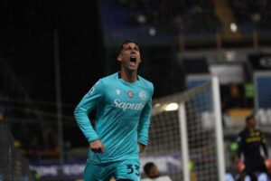 Juan Miranda dopo il gol del 3-1 contro il Parma (© Bologna FC 1909)