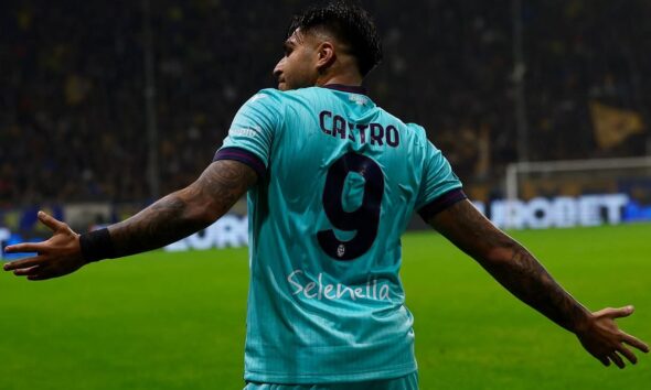 Santiago Castro dopo il gol dell'1-1 in Parma-Bologna (©Bologna FC 1909)