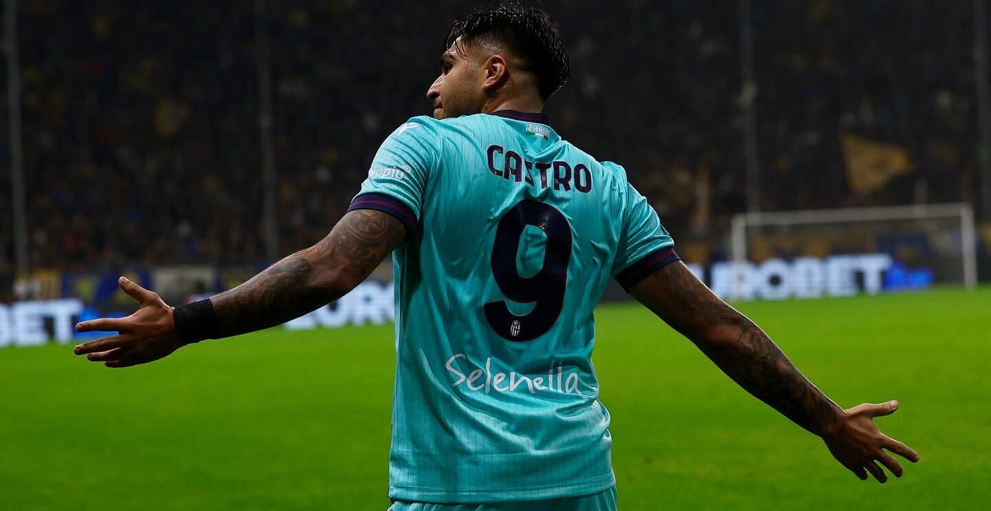 Santiago Castro dopo il gol dell'1-1 in Parma-Bologna (©Bologna FC 1909)