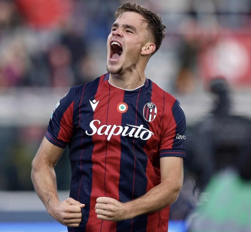 Thijs Dallinga in Bologna-Napoli 2-0 (©Bologna FC 1909)