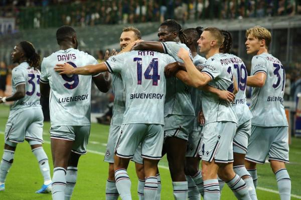 L'esultanza dell'Udinese per il gol di Atta contro l'Inter (© Udinese Calcio)