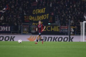Tornbjorn Heggem in azione durante Bologna-Brann (© Bologna FC 1909)