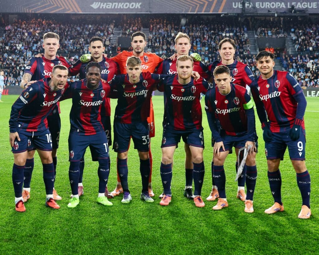 I rossoblù prima di Celta Vigo-Bologna 1-2 (© Bologna FC 1909)