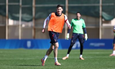 Martin Vitik in allenamento a Riad prima di Bologna-Inter