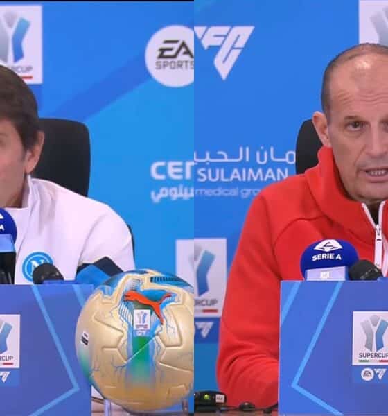 Antonio Conte e Massimiliano Allegri, allenatori di Napoli e Milan alla vigilia della prima semifinale di Supercoppa Italiana