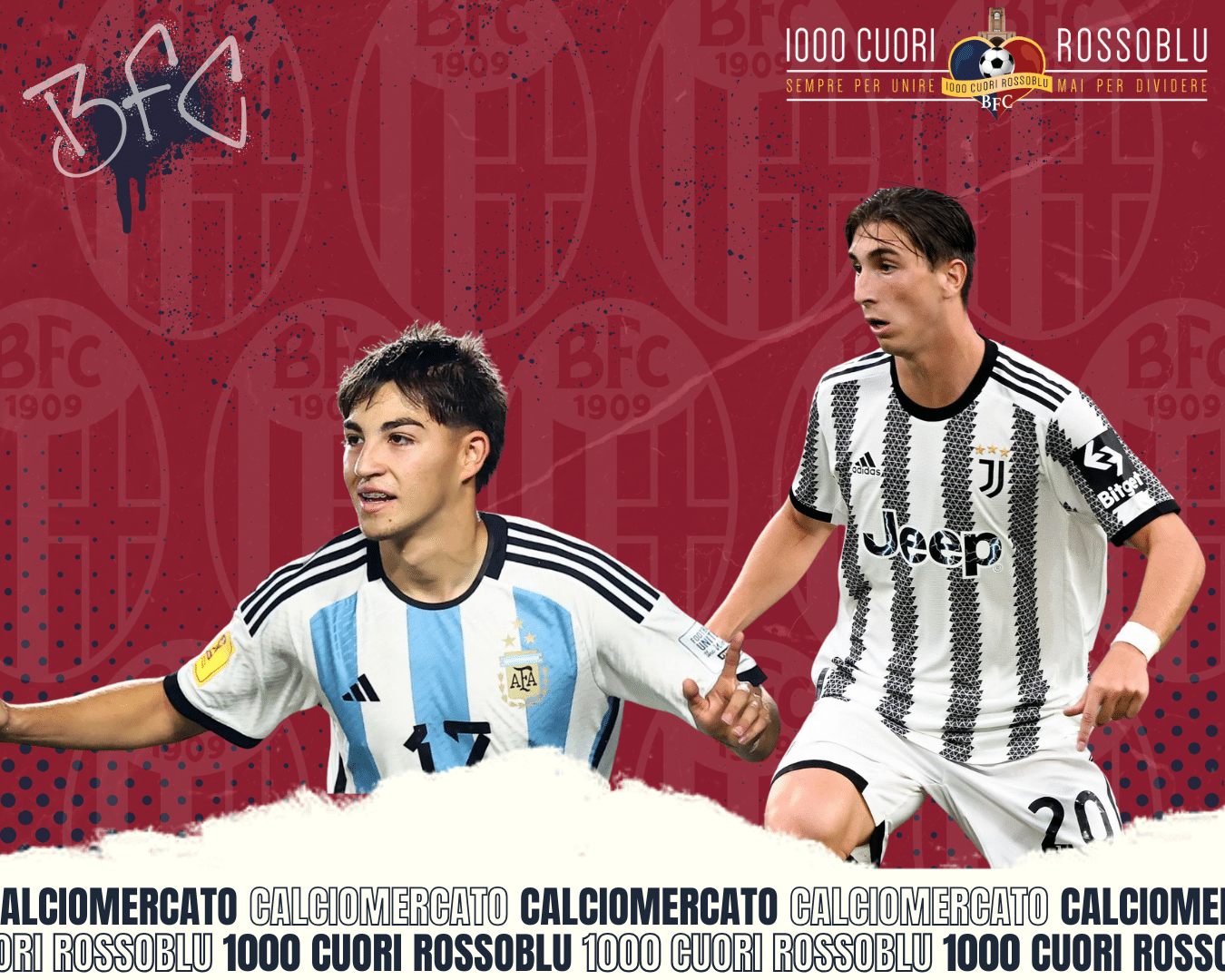 Valentino Acuna e Fabio Miretti nel mirino del Bologna per il calciomercato (@ 1000 cuori rossoblù)